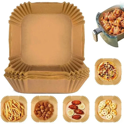 50/100PCS Air Fryer Special Paper Tray Household High Temperature Resistant Oil Absorbing Paper Pad Square Baking Paper Kitchen